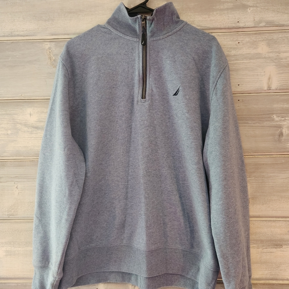 Nautica Pullover Fleece Sweatshirt Sweater Cotton Jacket Blue Men's Size Large